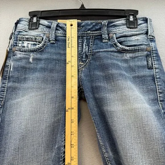 Silver Jeans Women's 26x31 (2) Blue Tuesday Fit Low Slim Boot Western NWT - Picture 12 of 14
